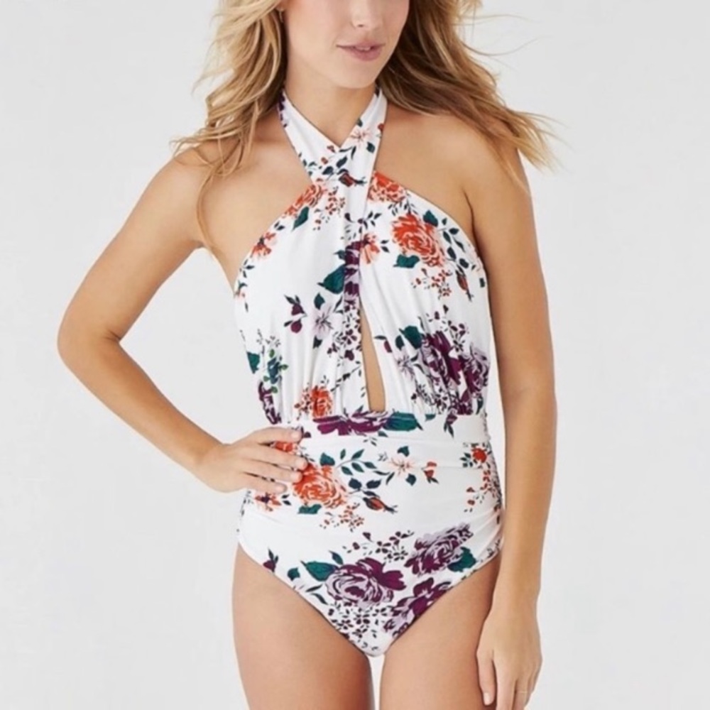 *NWT* CUPSHE *Gorgeous* Floral Halter One Piece, Size L